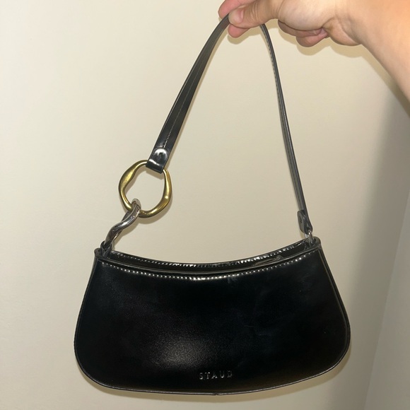 STAUD Black Shoulder Bag with Gold/Silver Accent - Picture 1 of 4